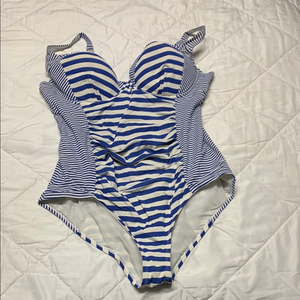 Torrid Blue and White Striped Swimsuit